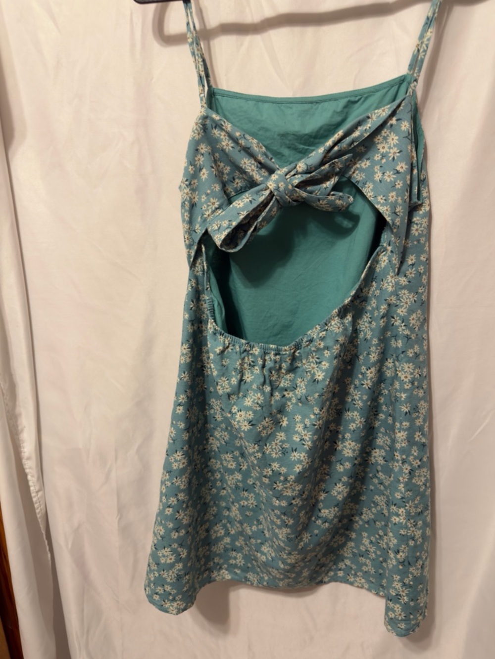 American Eagle Daisy Floral Tie back Dress cotton linen blend size Large - Picture 12 of 13